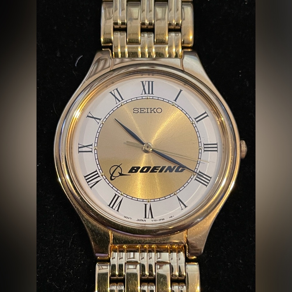 Seiko- Boeing watch gold finish